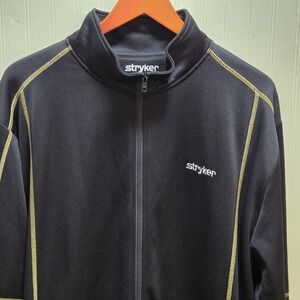 Stryker Track Jacket Mens 2XL Black Full Zip Stand Collar Contrast Stitch Logo